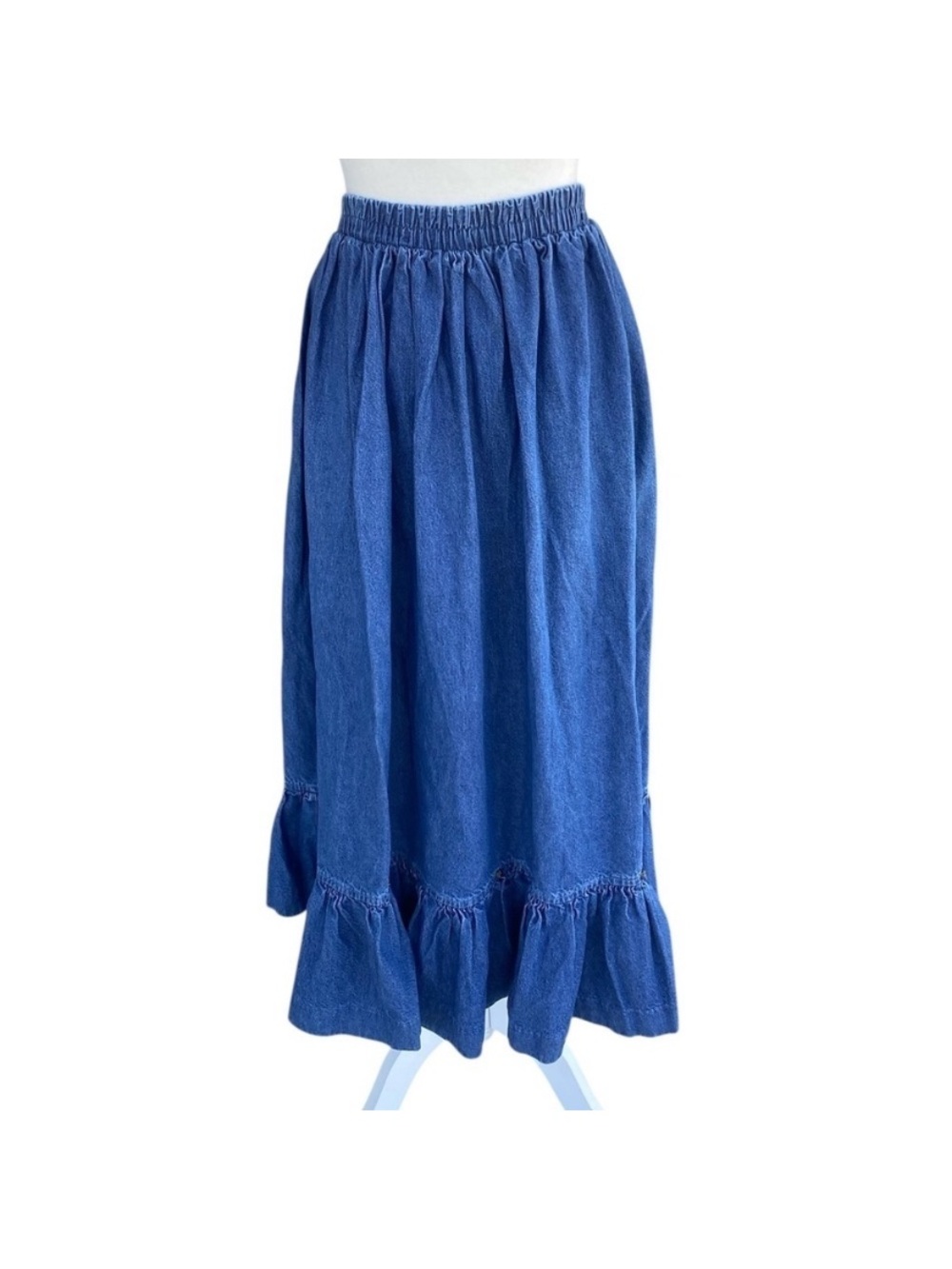 River Ridge Trading Company Long Denim Maxi Skirt Western Boho Vintage